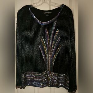 Carolyne Barton Night  vintage multicolored sequined top sz L
